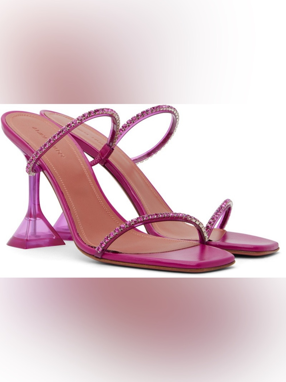 Amina Muaddi Gilda Glass Magenta Pink Heels